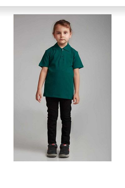 Öz klas Store TRICOU DE ȘCOALA UNISEX VERDE ÎNCHIS BUMBAC GÂT POLO