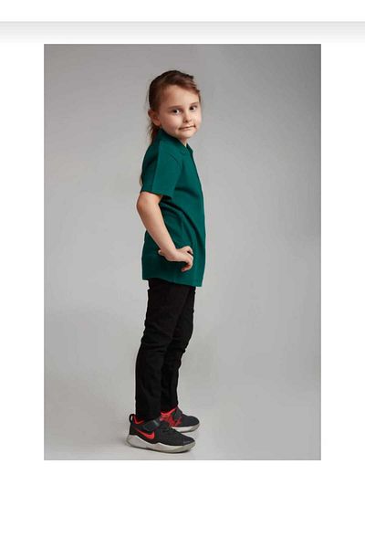 Öz klas Store TRICOU DE ȘCOALA UNISEX VERDE ÎNCHIS BUMBAC GÂT POLO