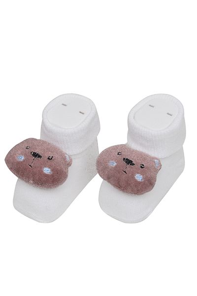 minimoor White Cute and Teddy Bear Rattle Men's Socks 0-6 Months 0-1 Years