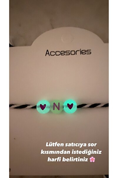 ALIŞVERİŞ AŞKIN NEON KARANLIKTA PARLAYAN BONCUKLU KALP,HARF BİLEKLİK