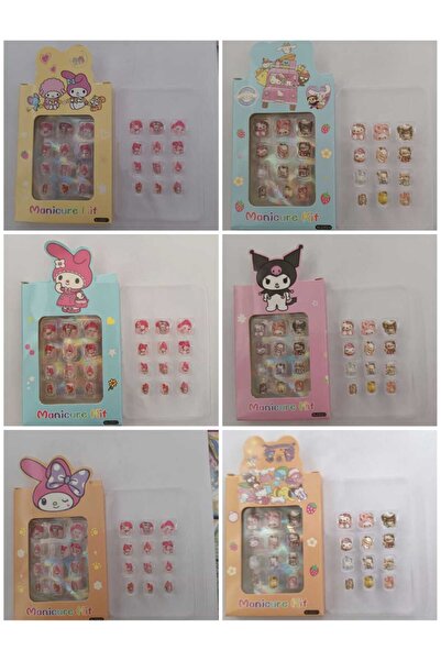 Eva Rose Kuromi Ve Arkadaşları Figür Sanrio Kawaii 12 Adet Çocuk Takma Tırnak...
