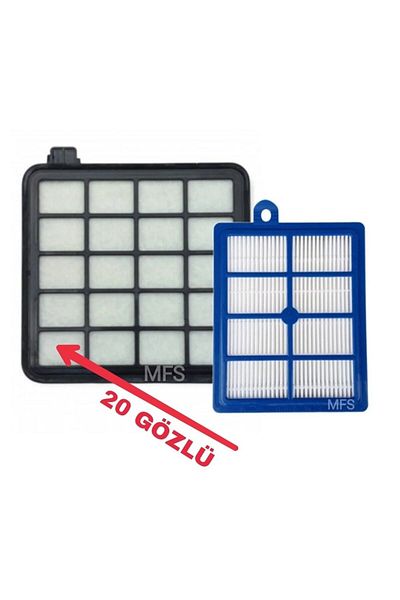 MFS Grundig Vcc 7870 a - Compatible Black Hepa Filter Set (20 Compartments)