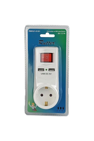 Apera Rutter Rmku1 - 5v 2.1a Usb 3500w Child Protection Socket with Powerful Switch