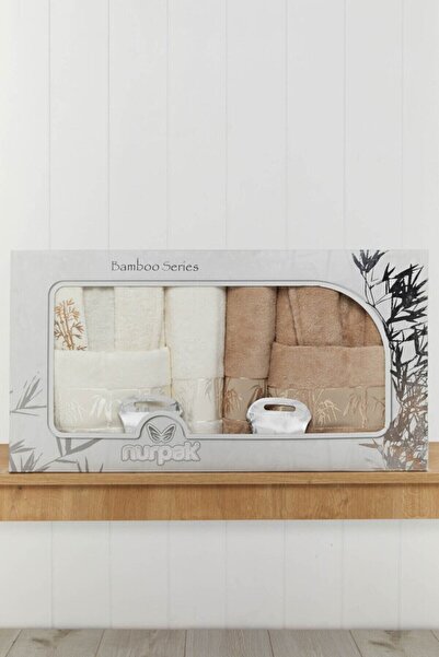 Nurpak Σετ Οικογενειακό Μπουρνούζι Bamboo - Ecru - Mink