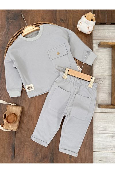 Babexi Baby Boy Suit Oversize Pocket Detailed Shoulder Snap Baby/Kids Suit