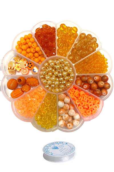 By MO Accessories Set de bijuterii pentru copii cu mărgele portocalii în cuti...