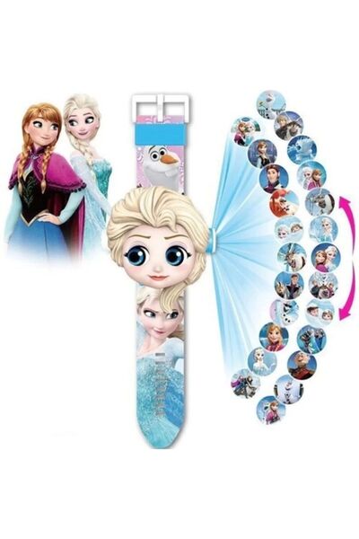 TRUST STORE Elsa Frozen Projeksiyonlu Saat 24 Farklı Karakteri Duvara Yansıtır
