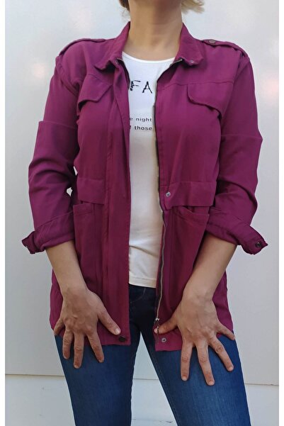 Hepsibitarz Kadın Mor Pamuk Dokuma Bayan Ceket