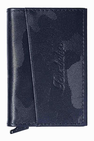 Fenerbahçe Navy Blue Genuine Leather Mechanical Card Holder - HA059TDS10 - 611