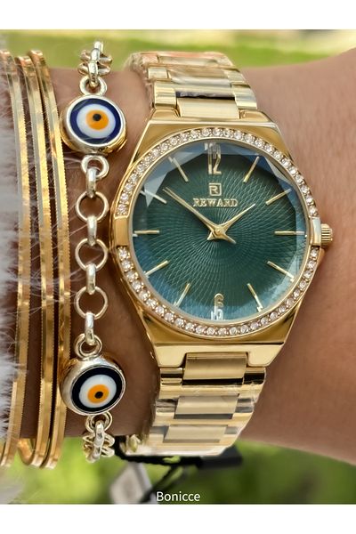 Reward Gold Colored Elegant Women's Wristwatch Bracelet - Brand Steel Cord