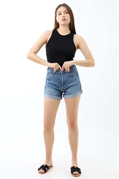 LVNZ Jean Kıvrık Uçlu Şort