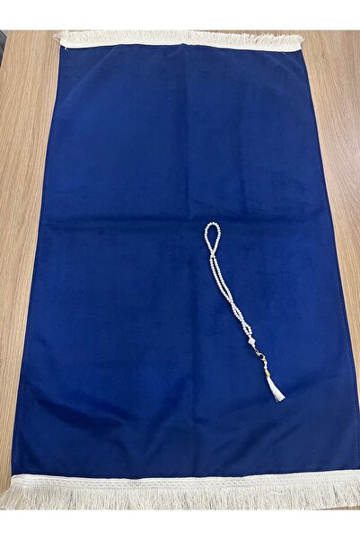 AYHANHOME Lüks Kadife Dokuma Çeyizlik Hediyelik Saçaklı Seccade, Inci Tesbih Hediyeli