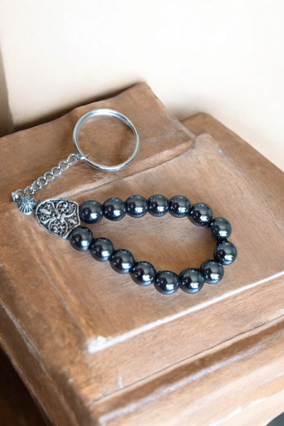 MGA DOĞAL TAŞ Natural Hematite Rosary - Keychain, Steel Material, Natural Stone