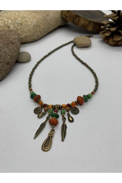 Porsuk Alternatif El Yapımı Etnik Otantik Hippi Bohem Kolye