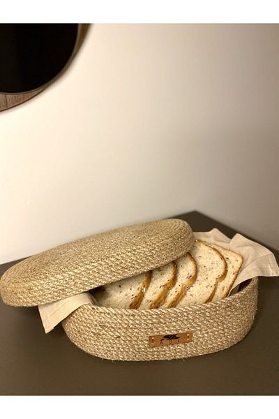 ASL CONCEPT Jute Wicker Oval Bread Basket 28x20