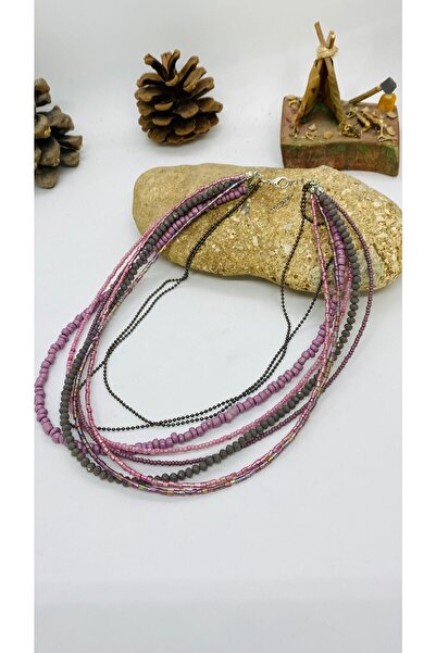 Porsuk Alternatif El Yapımı Etnik Otantik Hippi Bohem Kum Boncuk Çoklu Kolye