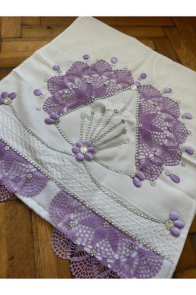heptrend Handcrafted Moon Model Hand Towel Dowry Lace Towel