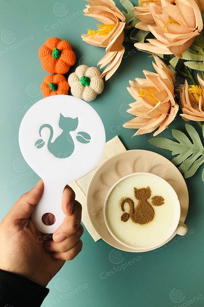 CESTOPİENO Coffee Template with White Cat Figure