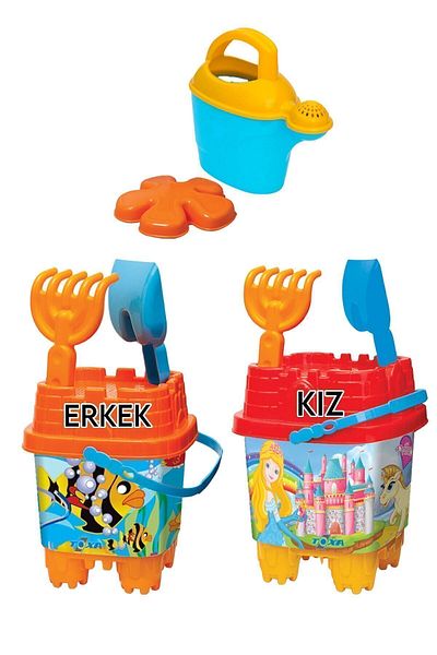 ToXA 6 Piece Small Size Beach Sea Sand Bucket with Castle Figure Luxury Bucket Set Illustrated Toy