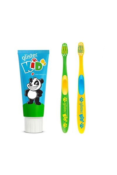 Amway Children's Toothbrush Glister 4 Pieces Strawberry Flavored Toothpaste for Children 1 Piece Glister
