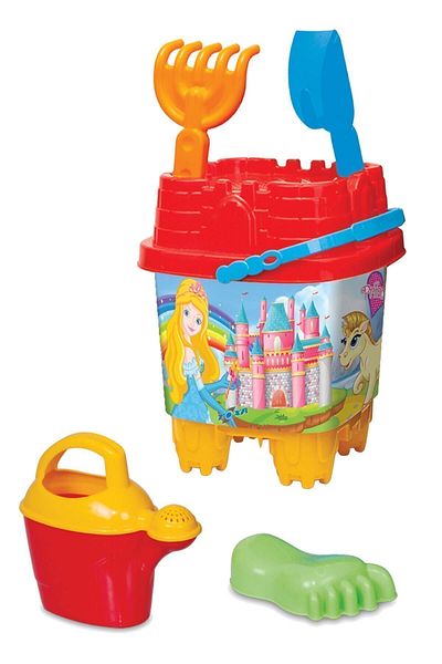 ToXA 6 Piece Large Size Castle Beach Sea Sand Bucket Luxury Bucket Set Illustrated Toy