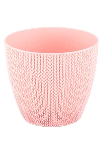 ToXA Sümela Örgü Saksı No1 0,50 Litre Pudra Pembe 11cm Küçük Plastik Kendinden Tabaklı Çiçek Saksısı