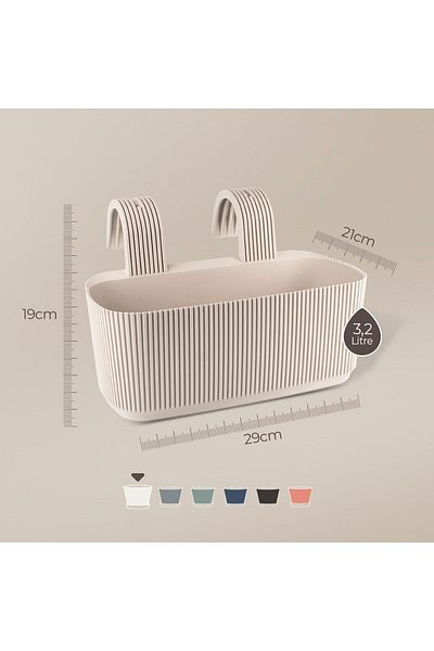 ToXA 3.2 Liter Pera Hanging Flower Pot 29cm Plastic Garden Balcony Fence Handrail Flower Pot