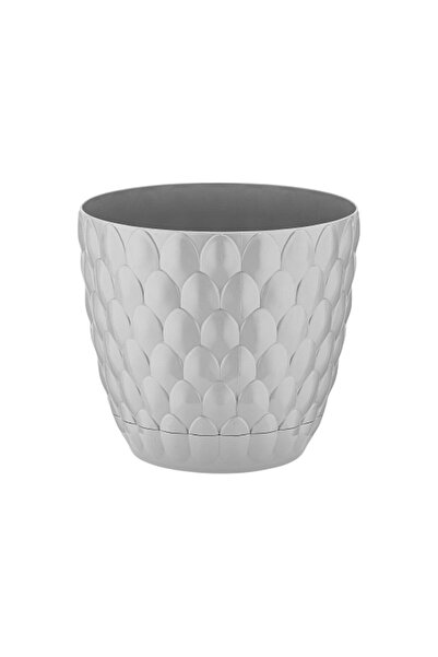 ToXA 1,6 Litre Gri Kozalak Desenli Geçme Tabaklı Dekoratif Plastik Saksı No1 ...