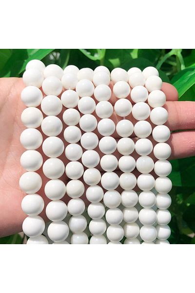 eHediyecim Onix - Pietra naturala tăiată cu sferă albă - 8 mm - 20 buc