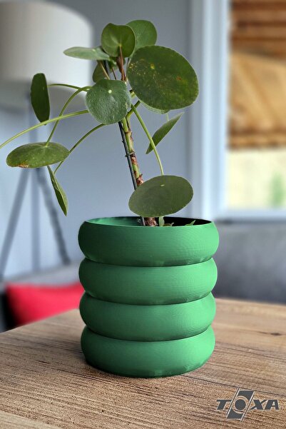 ToXA Blum Saksı No1 Tabaklı Drenajlı Bioplastik Yeşil Renk 0.8 Litre