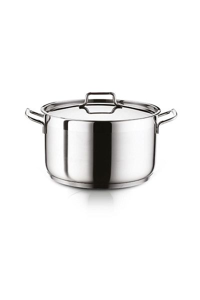 Hascevher Anett Steel Deep Pot 28X24 cm with Steel Lid