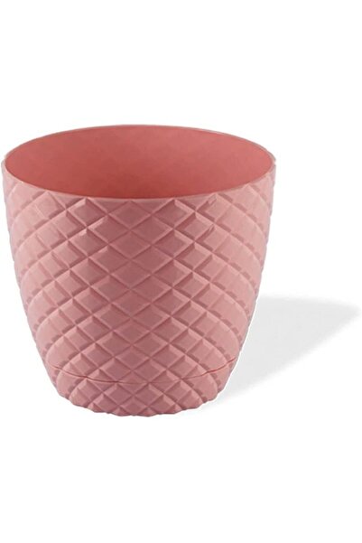 ToXA 0,75 Litre Kesme Saksı Pembe Tabaklı Plastik Çiçek Kaktüs Bitki Saksısı No1 Ø12x11cm