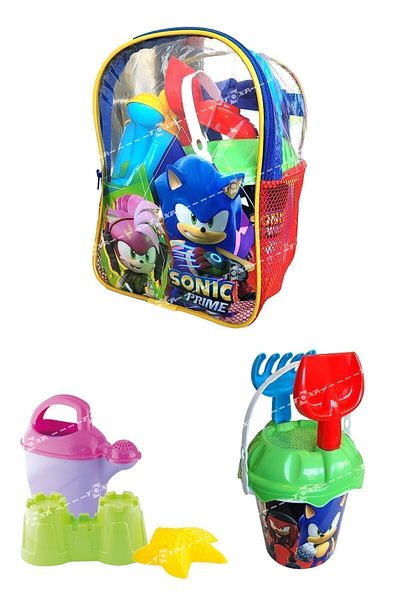 ToXA Sonic Prime 8-Piece Beach and Sea Sand Bucket Set - Toy with Backpack 03501