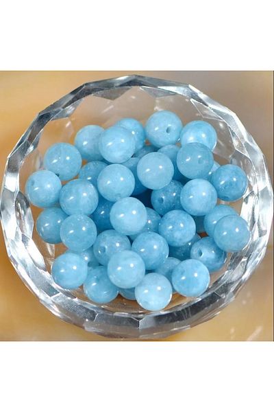 eHediyecim Aquamarine - Ceyd Sphere Cut Φυσική Πέτρα - 6 mm - 30 Τεμάχια