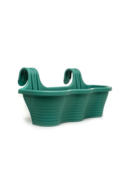 ToXA 10 Litre Yeşil Askılı Balkon Saksısı Dekoratif Plastik Saksı Tombik No5