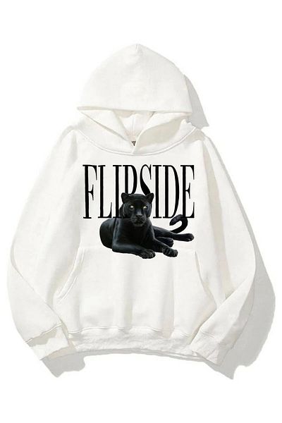 LA GULER Φούτερ με στάμπα Jaguar Unisex Oversize με λευκή κουκούλα