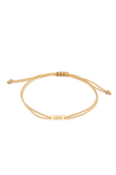 ELLI Armband Plättchen Nylonband Khaki 925 Sterling Silber Vergoldet