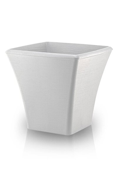 ToXA Begonvil 38 Cm Beyaz Kare 28 Litre Beton Görünümlü Plastik Saksı Drenaj ...
