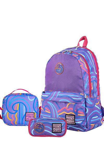 Cambridge Polo Club Unisex Children's Primary School Schoolbag - Patterned, Double Main Compartment,Setof 3