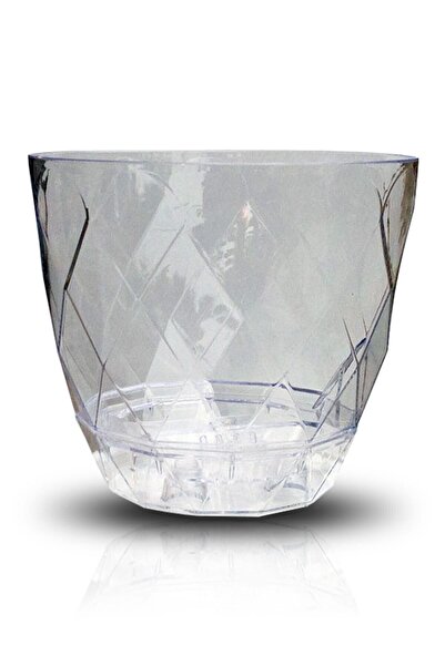 ToXA 2.4 Litre Ø17,7x15,6cm Orkide Saksısı Tabaklı Şeffaf Dekoratif Plastik Saksı Yakamoz Orkide No3