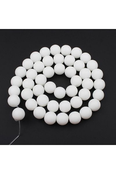 eHediyecim Onyx - Ματ Λευκή Σφαίρα Κομμένη Φυσική Πέτρα - 8 mm - 20 Τεμάχια