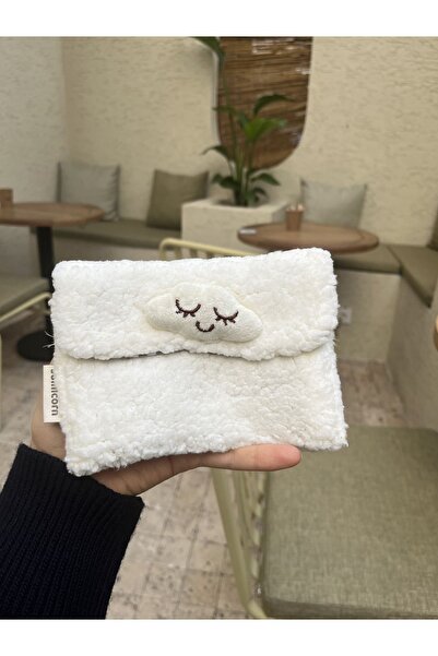 sumicorn Bulut Peluş Pötikare Astarlı Yıkanabilir Çıtçıt Detaylı Ped Çantası,...