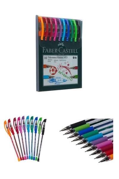 Faber Castell 1425 Tükenmez Kalem Ailesi 10 lu + Tükenmez Kalem Vega Karışık Renkli Kalem 10 lu Set