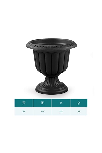 SERİNOVA Ucuzzavm Nergiz Saksı Antrasit Dekoratif Saksı 9.8 Lt
