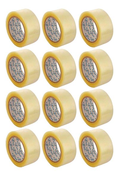 ToXA 12 Pcs 45X100 Clear Acrylic Duct Tape - Real Net, 100 Meter Wrap Strong Unbreakable Tape