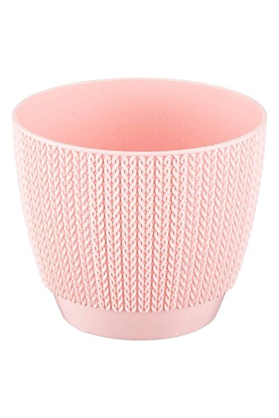 ToXA Sümela Örgü Saksı No1 0,50 Litre Pudra Pembe 11cm Küçük Plastik Kendinden Tabaklı Çiçek Saksısı