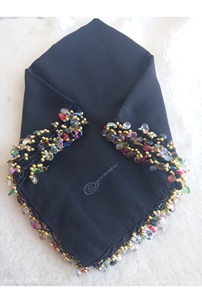 GÜNBATILI El  Emeği Kristal Damla Boncuklu Yazma ,Tülbent Yemeni, Fular ,4 Ke...