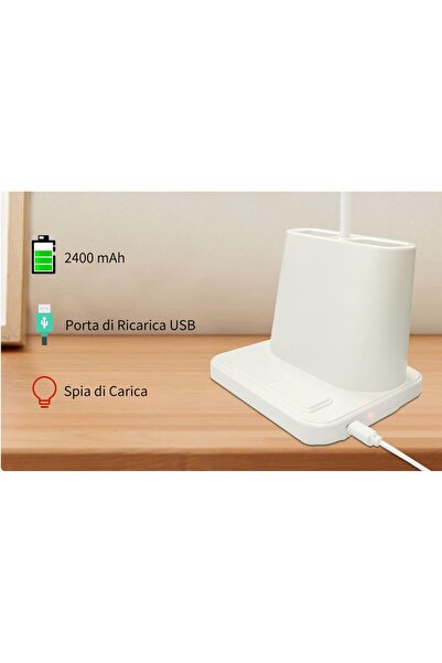 Store Led Masa Lambası Beyaz 360 Derece Dönebilir Dokunmatik Tuşlu Kalemlikli Lithium Bataryalı