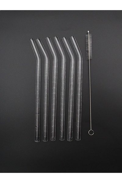 GÜNCEV Set of 6 Curved Glass Pipettes & Cleaning Brush