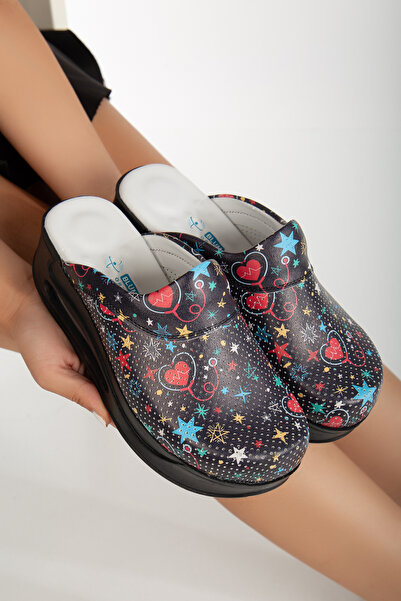 BLUMSABOTERLİK Yıldız Desen Havalı Siyah Taban Sabo Ortopedik Hastane, Doktor, Hemşire, Veteriner Terliği